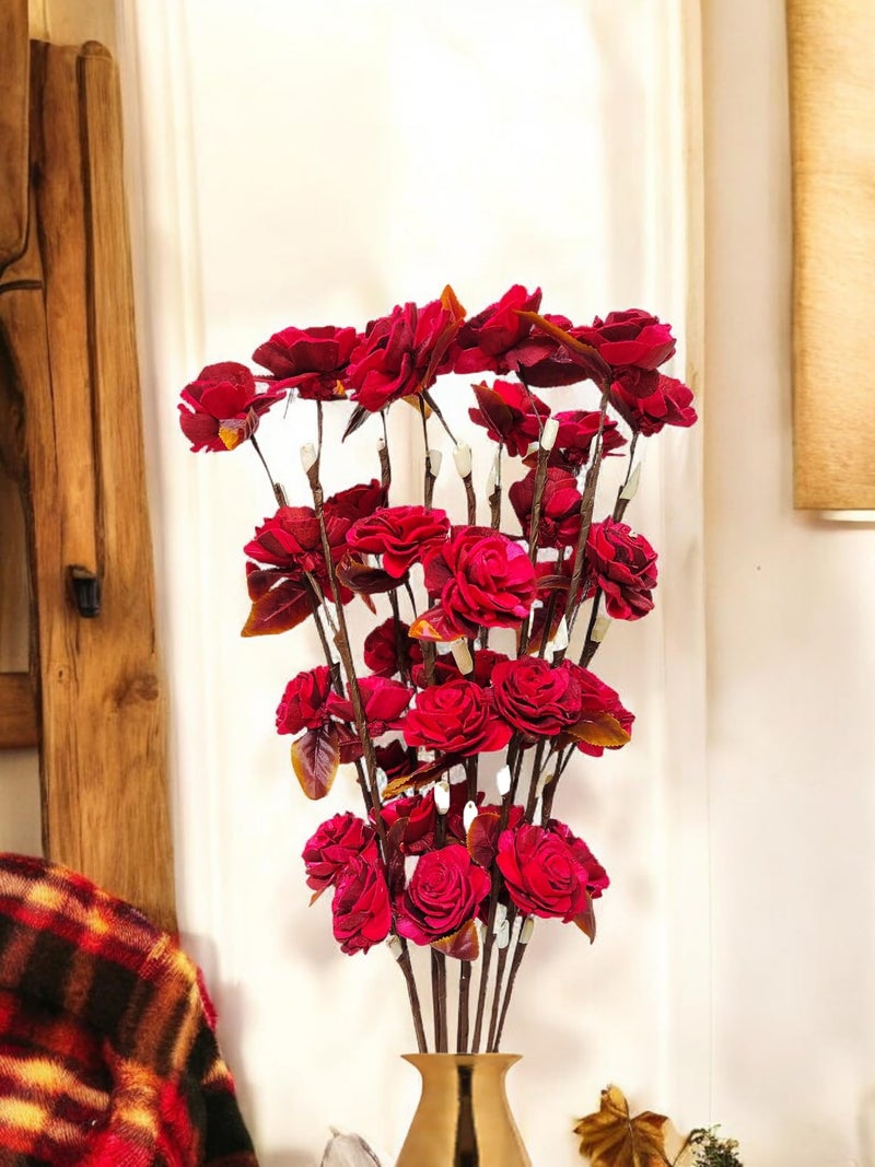JOYNAGAR Red Rose Dry Flower Stick Bunch, 60cm, 5 Pcs Pack - Artificial Flowers for Vase Long, Elegant Dry Flowers for Home Decoration, Diwali, Navratri, Gifting, Valentine, Bouquet - Image 2