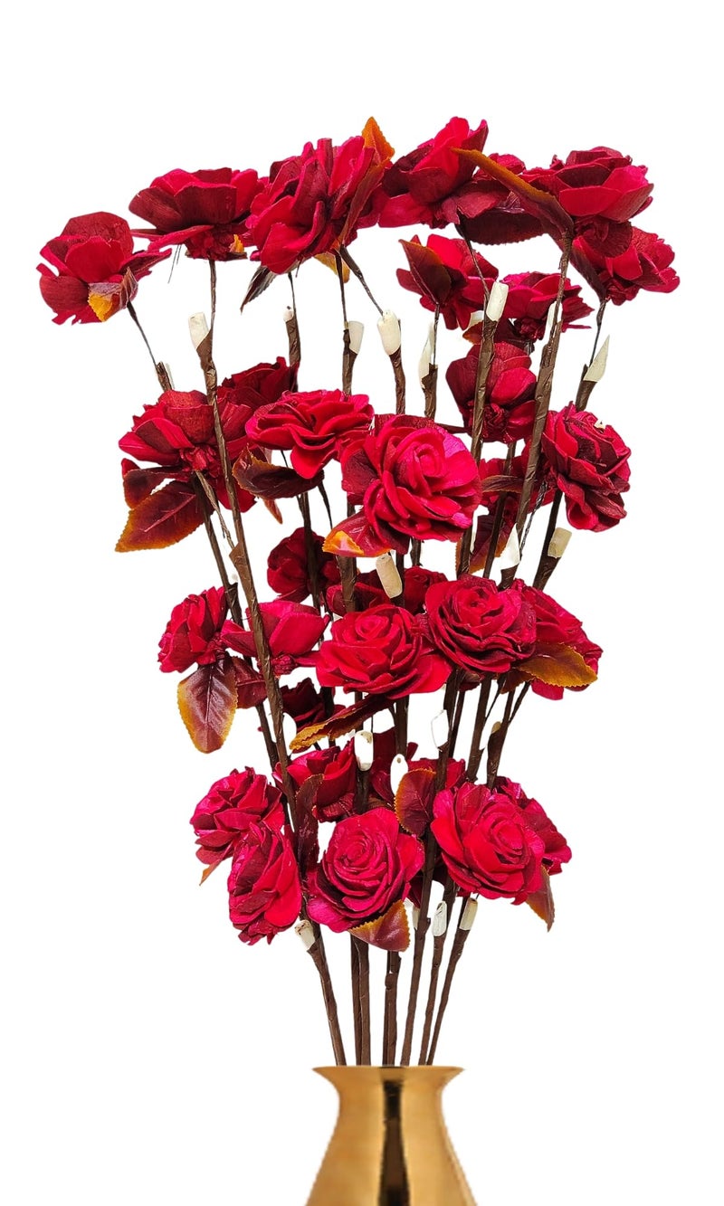 JOYNAGAR Red Rose Dry Flower Stick Bunch, 60cm, 5 Pcs Pack - Artificial Flowers for Vase Long, Elegant Dry Flowers for Home Decoration, Diwali, Navratri, Gifting, Valentine, Bouquet - Image 5