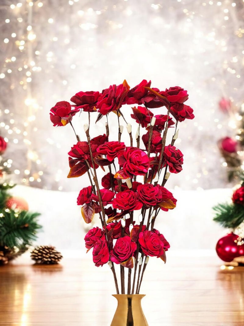 JOYNAGAR Red Rose Dry Flower Stick Bunch, 60cm, 5 Pcs Pack - Artificial Flowers for Vase Long, Elegant Dry Flowers for Home Decoration, Diwali, Navratri, Gifting, Valentine, Bouquet - Image 3