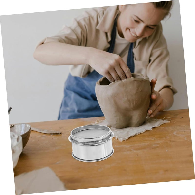 DIYEAH Fine Mesh Stainless Steel Round Sieve Strainer for Ceramic Slurry and Glaze Filtration Ergonomic Design for Efficient Filtering Pottery Applications - Image 5