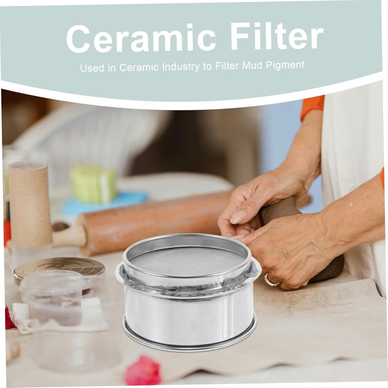 DIYEAH Fine Mesh Stainless Steel Round Sieve Strainer for Ceramic Slurry and Glaze Filtration Ergonomic Design for Efficient Filtering Pottery Applications - Image 3