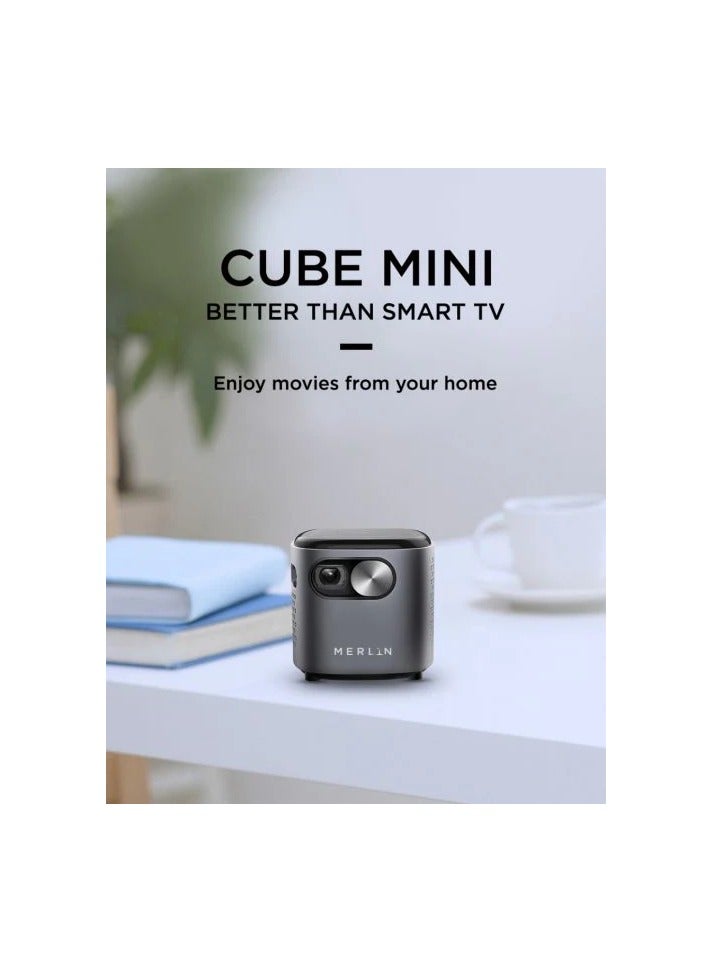 Merlin CUBE Mini NEW, Pocket Size Projector, with Netflix and Youtube, 250 inch screen, 3 hours working time Grey - Image 5