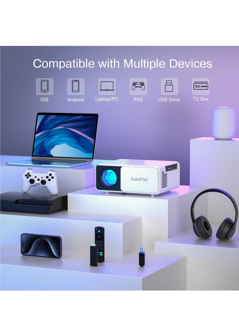 Generic - Xuanpad 2024 Upgraded 5G WiFi Bluetooth Projector, 700 ANSI 4K Outdoor Projector with 100 Inch Screen and Tripod Stand, Max 400 Inch for iOS/Android/HDMI/USB - Image 1