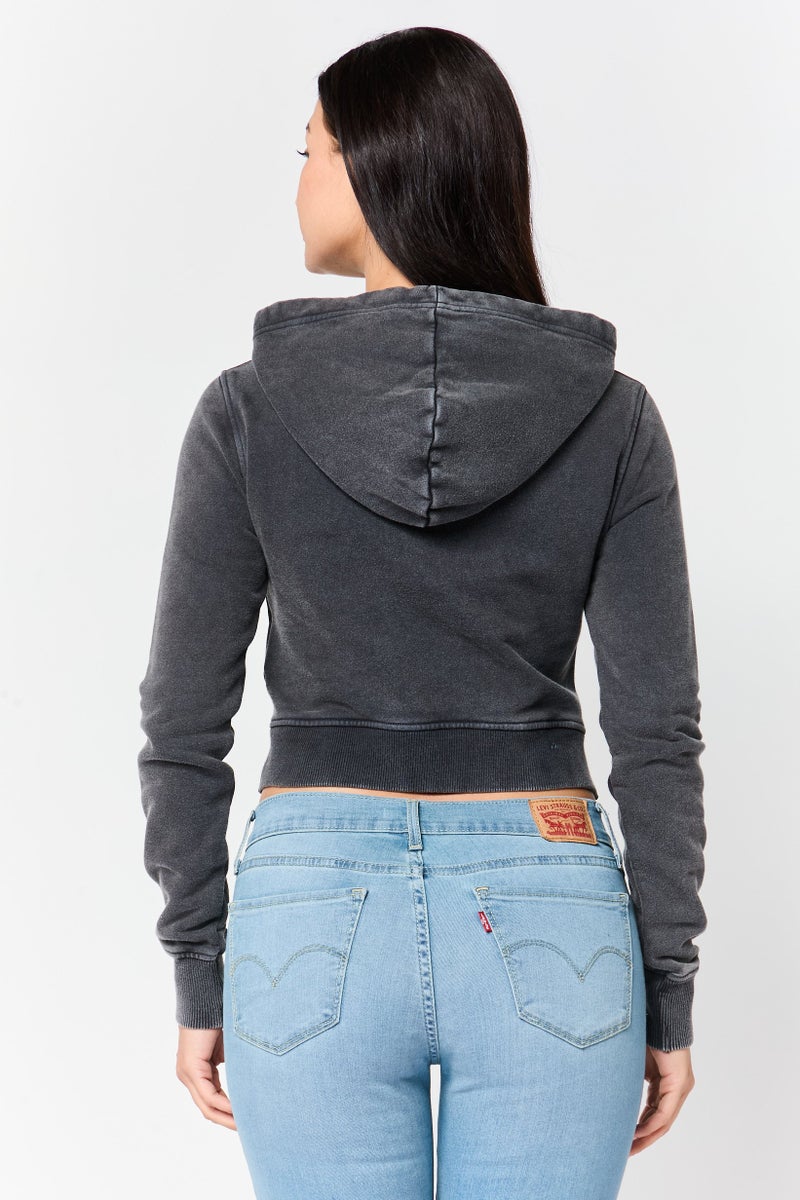 DIESEL Women Graphic Print Long Sleeve Hoodie, Grey - Image 4