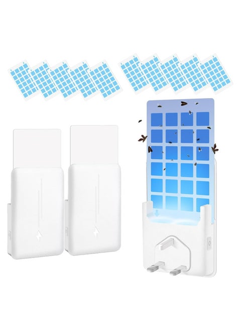 Gnat Traps for House Indoors, Plug-in Fly Insect Trap, Killer for Mosquitos, Fruit Flies - Non-Zapper Traps for Inside Your Home - Catch Insects Indoors with Bug Light (2 Device + 10 Refills)