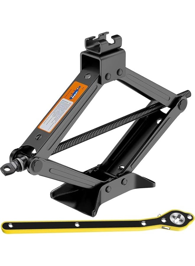 Car Scissor Jack 1-Ton (2204 lbs) Kit – Portable & Lightweight Floor Jack with Ratchet Mechanism – Universal Emergency Tool for Small Auto/SUV/MPV. - Image 1