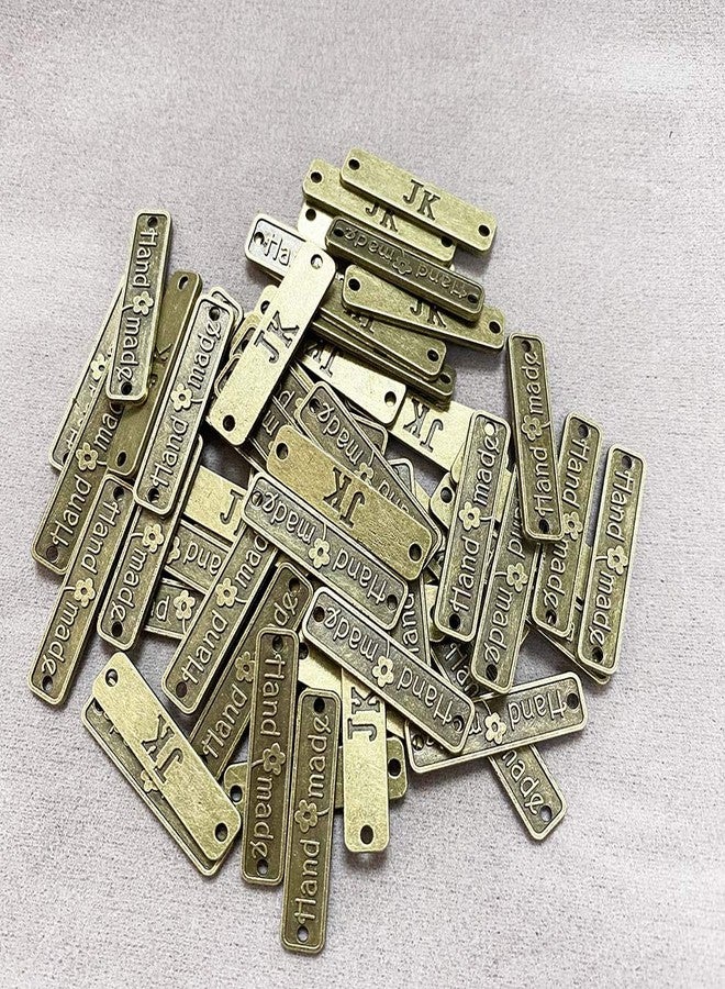 Juland 60PCS Handmade Metal Tags Alloy Hand Made Pendant Bead Charm Metal Label Tag Signs for DIY Jewelry Making Crafts Findings Gift - 25x6mm - Rectangle Silver+ Bronze - Image 5