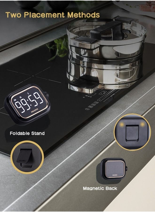 INKBIRD - INKBIRD IDT-02 Digital Timer Count-Up/Count-Down Timer with Large Backlit LED One-Button Operation USB Rechargeable Battery ECO Mode Portable Timer for Cooking Yoga Study - Image 1