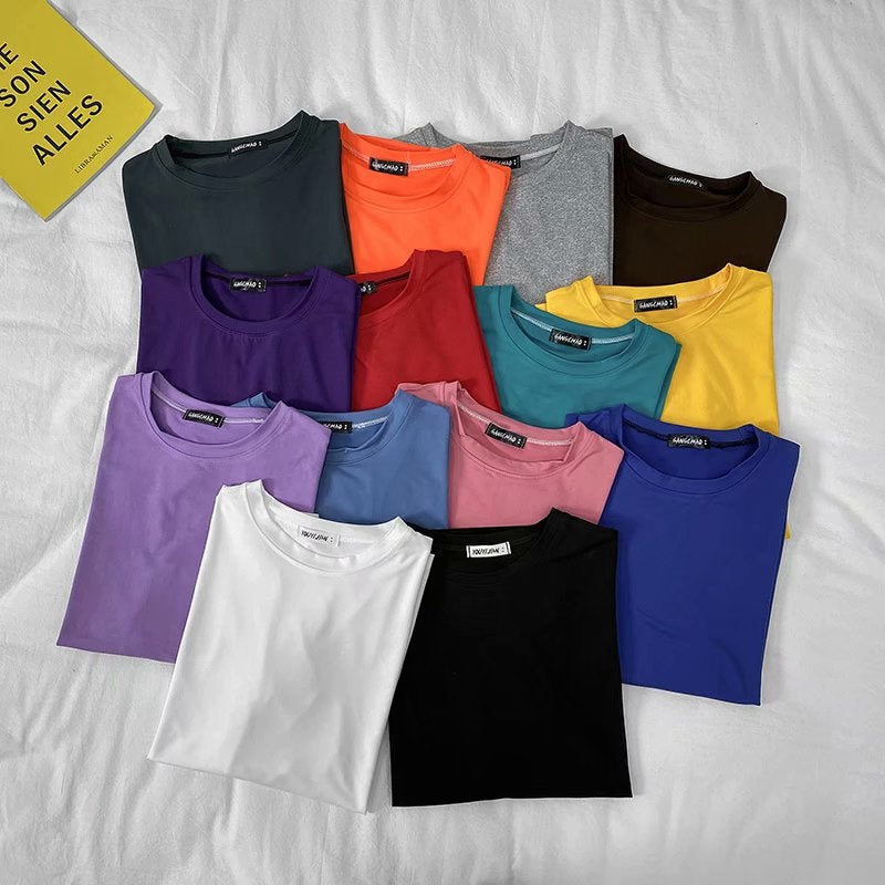 Multi-color Base Shirt Basic Long-sleeved T-shirt Men's and Women's 2021 Spring and Autumn Thin Top Solid Color Round Neck Simple T-shirt - Image 3