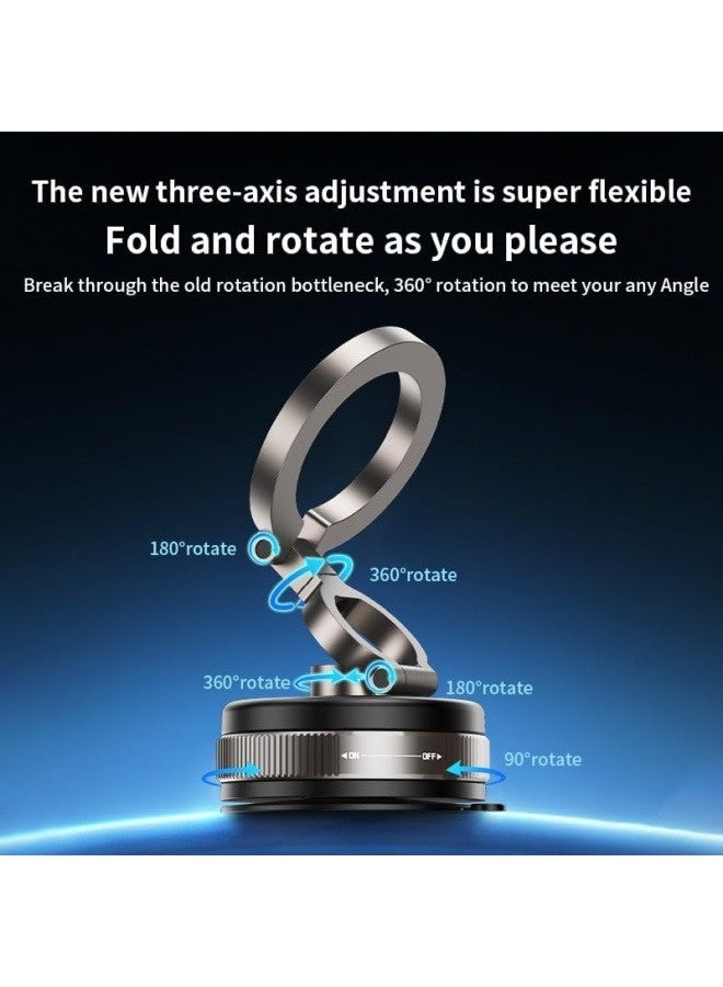 حامل جوال للسيارة بمغناطيس وشفط هوائي - دوار 360° ومحور مزدوج قابل للتعديل - تثبيت فائق القوة لآيفون 12/13/14/15/16 برو ماكس وسامسونج جلاكسي - مثبت عالمي على طبلون وزجاج السيارة لجميع الهواتف  (موديل 2025 الجديد) - Image 2