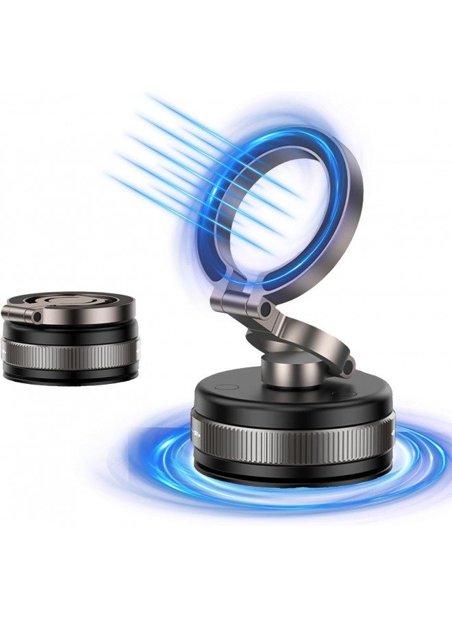 حامل جوال للسيارة بمغناطيس وشفط هوائي - دوار 360° ومحور مزدوج قابل للتعديل - تثبيت فائق القوة لآيفون 12/13/14/15/16 برو ماكس وسامسونج جلاكسي - مثبت عالمي على طبلون وزجاج السيارة لجميع الهواتف  (موديل 2025 الجديد) - Image 1