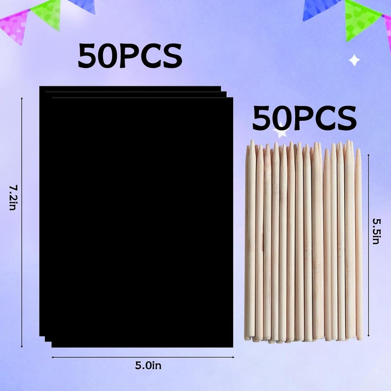 ZMLM Scratch Art Crafts Boys Gifts, 100pcs Rainbow Scratch Paper Art for 3 4 5 6 7 8 9 Years Old Girls and Boys Kids, Arts and Crafts for Kids 4-6 Christmas Gifts Toys and Party Favors (Blue) - Image 2