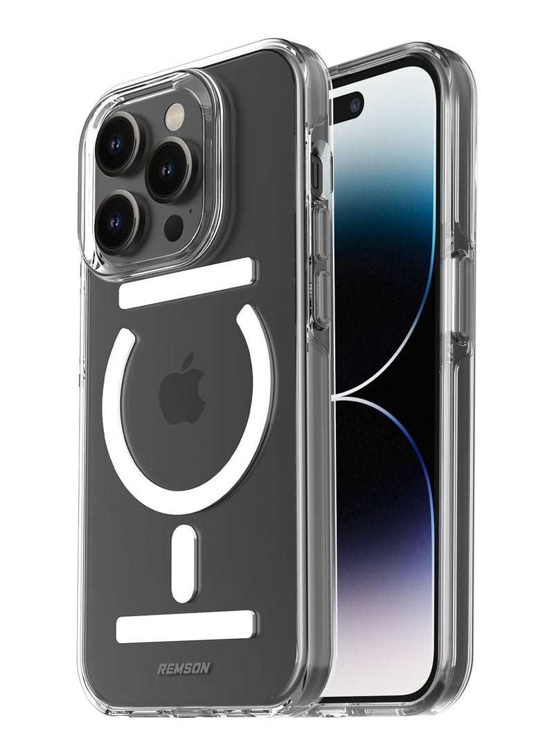 Remson Mag-X Magnetic Hybrid Protective Clear Case Military Grade Protection Comaptible For iPhone 14 Pro Max - Clear - Image 1