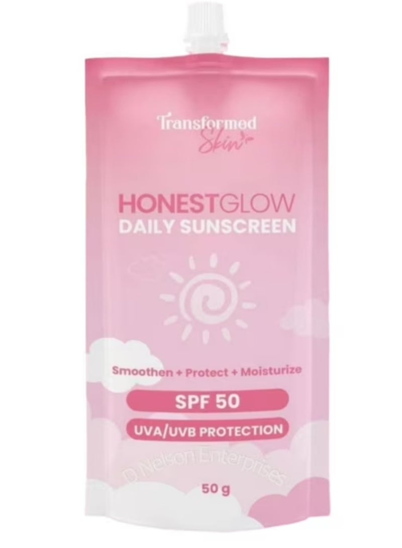 Transformed Skin Honest glow Daily Sunscreen With SPF 50, 50g - Image 1