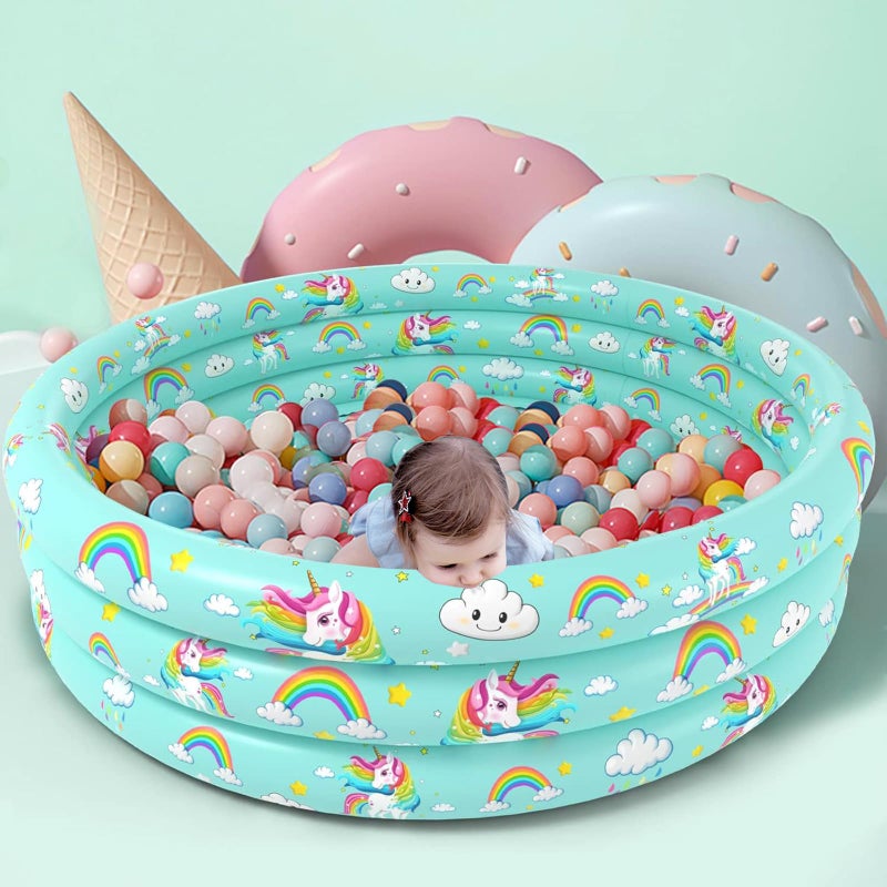 Jasonwell Inflatable Baby Kiddie Pool - Toddler Pool Kids Paddling Baby Swimming Pools Blow Up Ball Pit Infant Wading Pools for Backyard Piscina Inflable para NiÃ±os (51in Unicorn) - Image 4