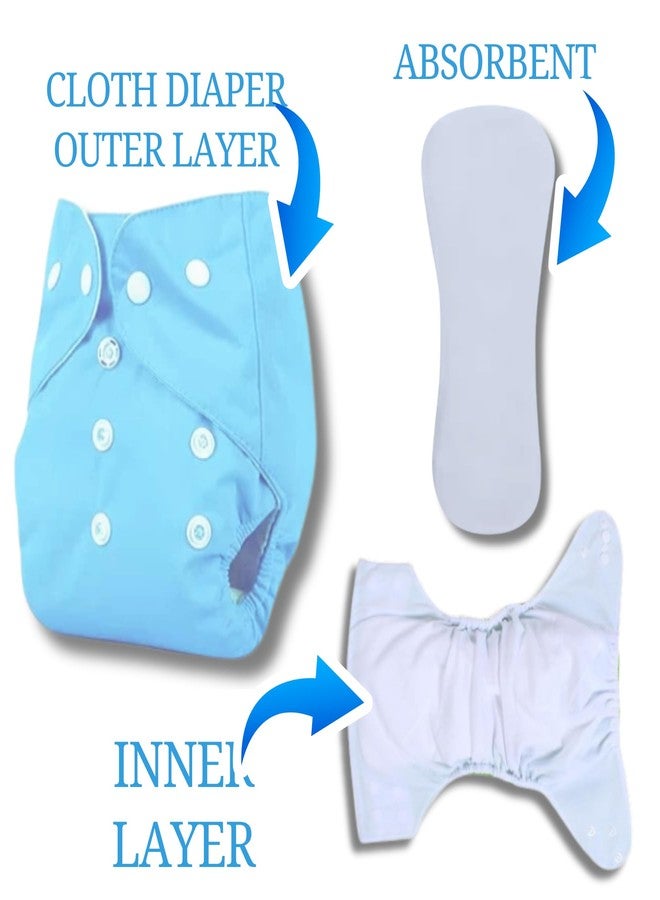 RENIAL Cloth Diapers For Baby Kids (diaper and insert) | Diper Washable freesize Leakage Proof Cloth Diaper with Quick Dry For Baby Kids | Babies Diaper between 3mon to 3yr (pack of 1) (Blue) - Image 2