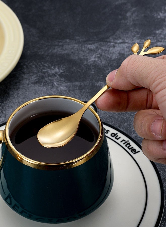 10-Piece Stainless Steel Elegant Silver Leaf Coffee Spoons Set 12 x 2.5cm  - Image 3