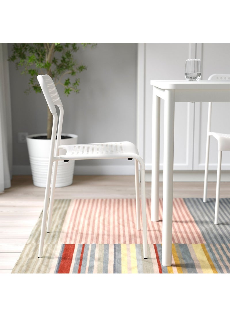 Taimi Set of 2 Dining Chair with Plastic Seat and Metal Legs, Stackable and Easy to Store, Multi-Use Chair for Living Room, Kitchen, Bedroom, Garden, Patio, and Balcony - White  - Image 5