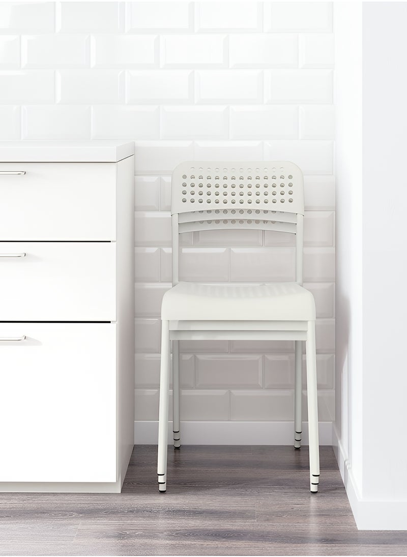 Taimi Set of 2 Dining Chair with Plastic Seat and Metal Legs, Stackable and Easy to Store, Multi-Use Chair for Living Room, Kitchen, Bedroom, Garden, Patio, and Balcony - White  - Image 3