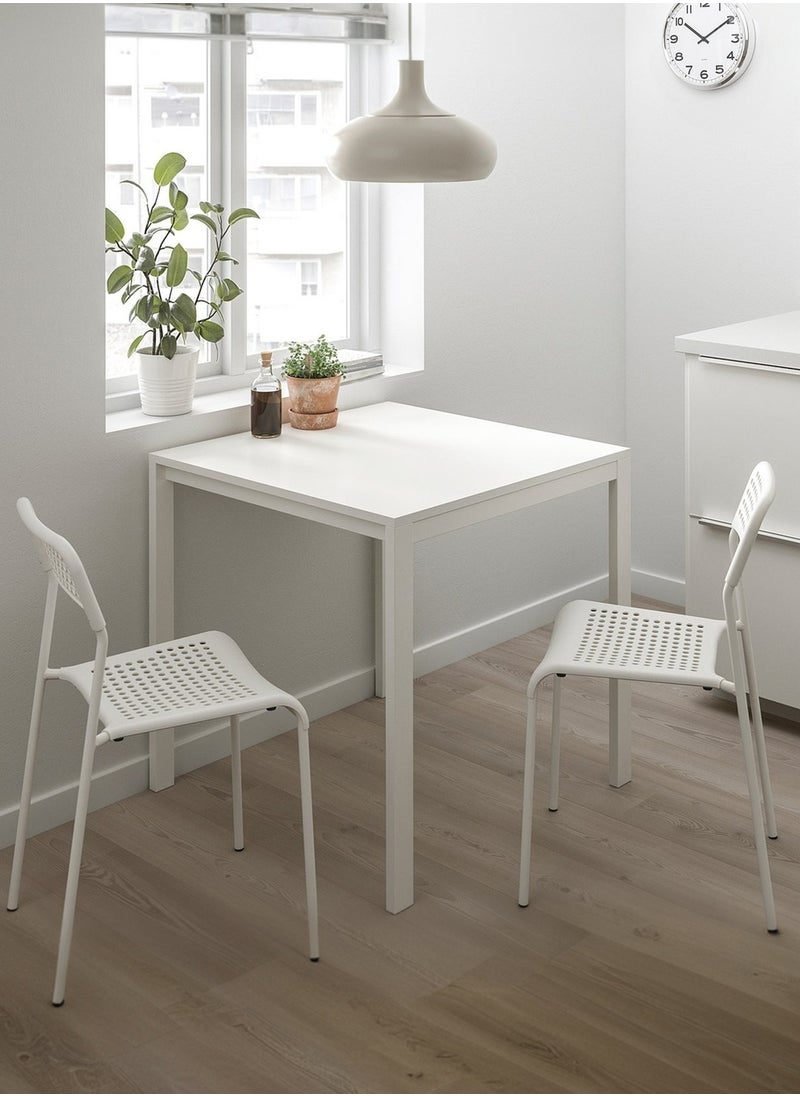Taimi Set of 2 Dining Chair with Plastic Seat and Metal Legs, Stackable and Easy to Store, Multi-Use Chair for Living Room, Kitchen, Bedroom, Garden, Patio, and Balcony - White  - Image 2
