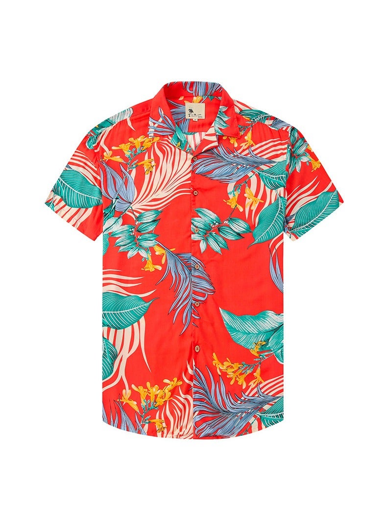 Loquat Short Sleeved European And American Graffiti Art Oversized Digital Printed Shirt  - Image 1