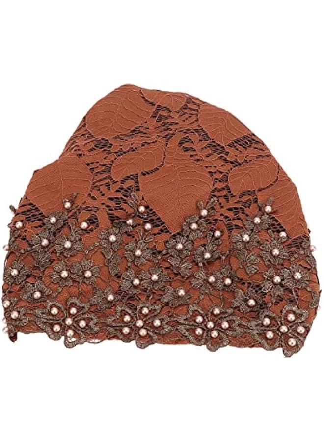 Fashion Hijabs for Women , Women Flower Elastic Turban Beanie heads Scarf wrap Chemo hat hat for Cancer Patient , Fleece Hair Hat for Women Daily Use and Gift (brown) - Image 1