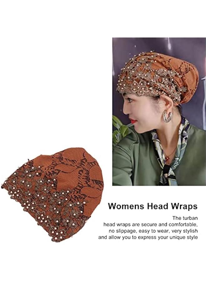 Fashion Hijabs for Women , Women Flower Elastic Turban Beanie heads Scarf wrap Chemo hat hat for Cancer Patient , Fleece Hair Hat for Women Daily Use and Gift (brown) - Image 3