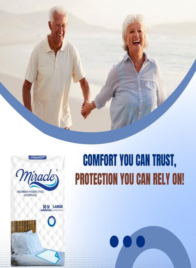 MIRACLE Disposable Underpads - Soft & Super Absorbent | 8-Hour Protection from Urine & Fecal Incontinence | Waterproof Bed & Surface Protector | 60x90 cm | Pack of 1 (10 Underpads) - Image 5