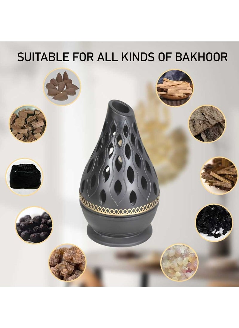Bakhoor BoSidin Elegant Arabian Style Resin Incense Burner, Bakhoor Oud Holder with Metal Tray Censer for Yoga, Aromatherapy, Bedroom, Home & Office  - Image 2