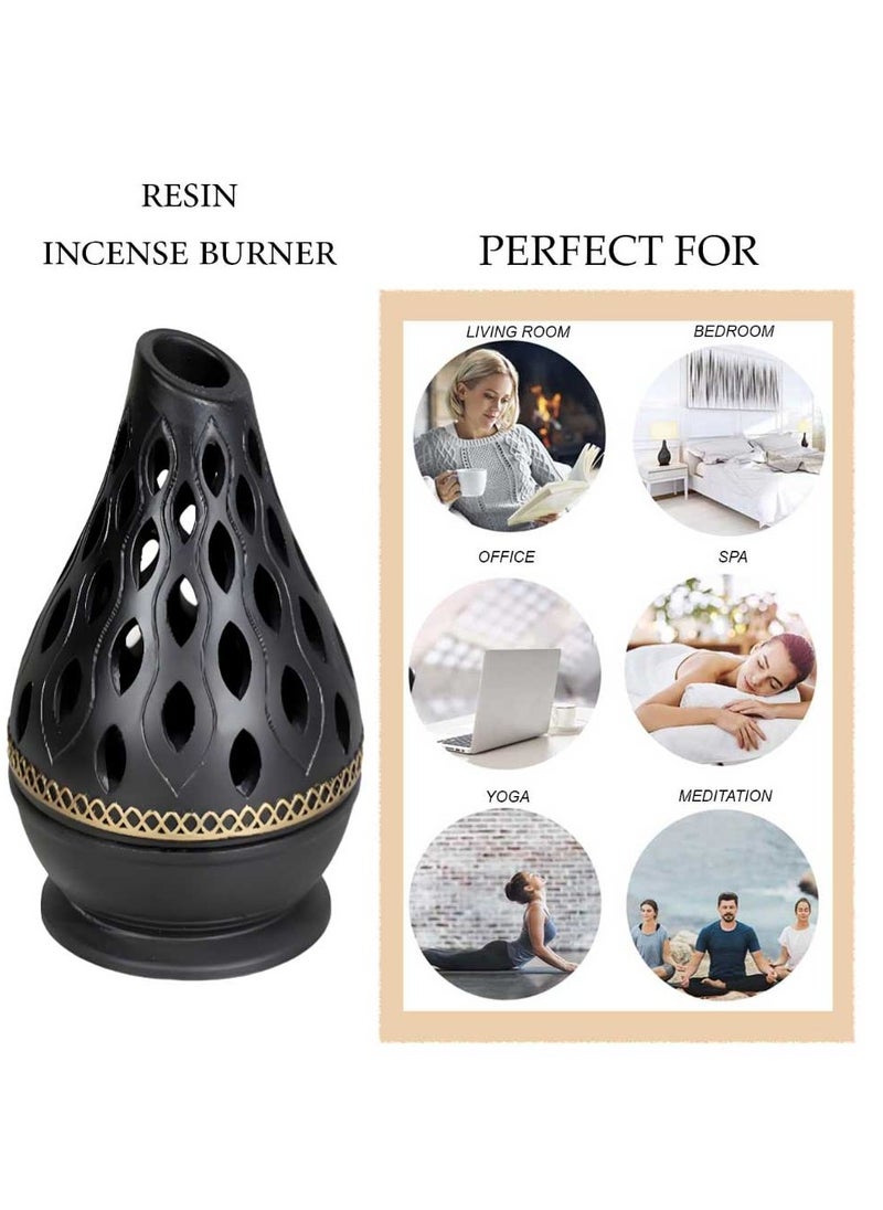 Bakhoor BoSidin Elegant Arabian Style Resin Incense Burner, Bakhoor Oud Holder with Metal Tray Censer for Yoga, Aromatherapy, Bedroom, Home & Office  - Image 3