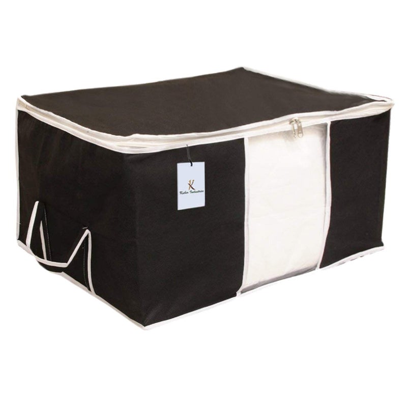 Kuber Industries Underbed Storage Bag Storage Organiser Blanket Cover Set of 2 Black Extra Large SizeCTLTC15231 - Image 2