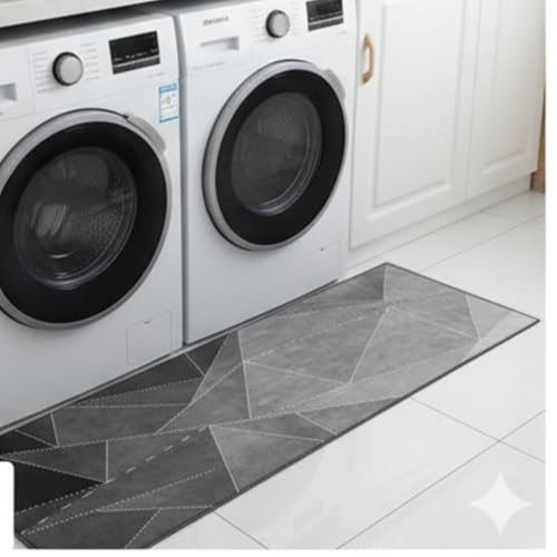 Home-Cloud HomeCloud Rubber Kitchen Mats For Floor Set Of 2 Pcs | Non-Skid, Soft Absorbent Rectangular Rugs For Kitchen, Laundry, And Hallway | 120X40Cm, 40X60Cm| 4Mm Thickness (Black__Shade) - Image 3