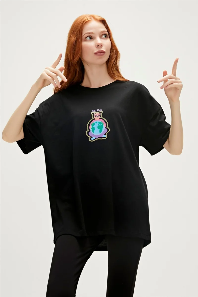 باد بير Re-Save Recycle Black T-Shirt Printed Women's T-Shirt10