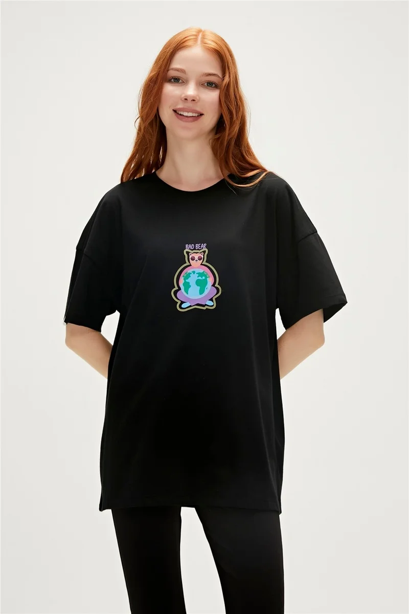 باد بير Re-Save Recycle Black T-Shirt Printed Women's T-Shirt10