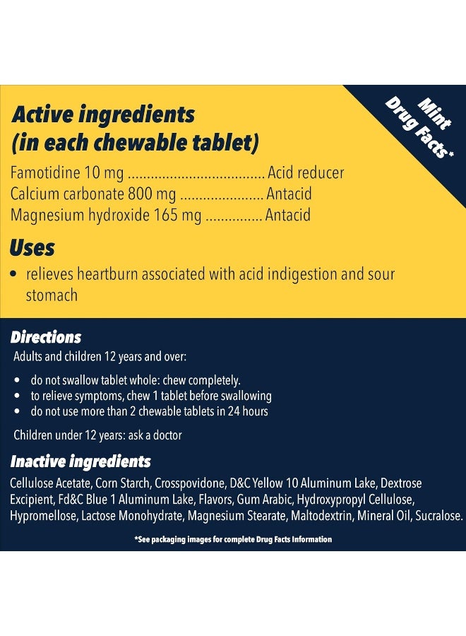 Pepcid Complete Acid Reducer + Antacid Chewable Tablets, Heartburn Relief, Mint, 50 ct - Image 5