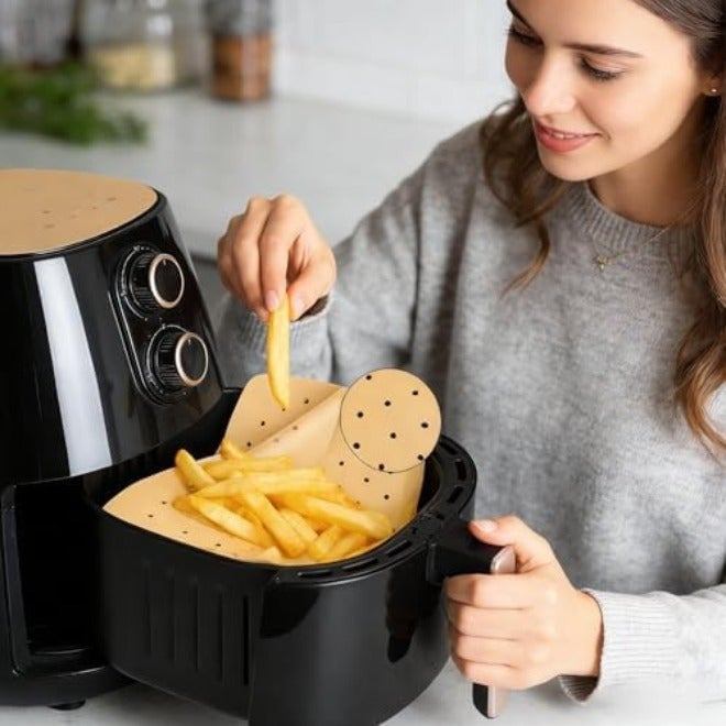50 حزمة من بطانات ورق البرشمان لقلايات الهواء، أوراق بخارية ومخبوزات قابلة للتصرف مثقبة - ورق طهي مقاوم للزيت وغير لاصق للقلايات الهوائية والأفران والبخار والشواء - Image 4