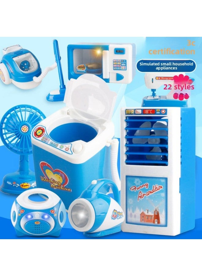 22 Children Play House Small Household Appliances Washing Machine Toy Rice Cooker Mini Kitchen Toy Refrigerator Table Lamp-Color:Blue Washing Machine  - Image 2