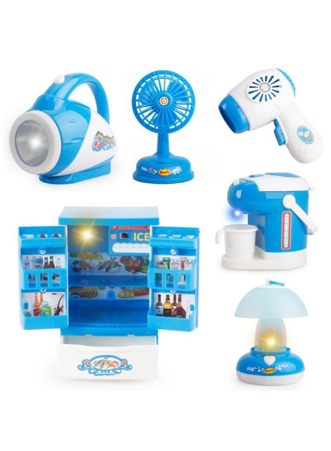 22 Children Play House Small Household Appliances Washing Machine Toy Rice Cooker Mini Kitchen Toy Refrigerator Table Lamp-Color:Blue Washing Machine  - Image 3