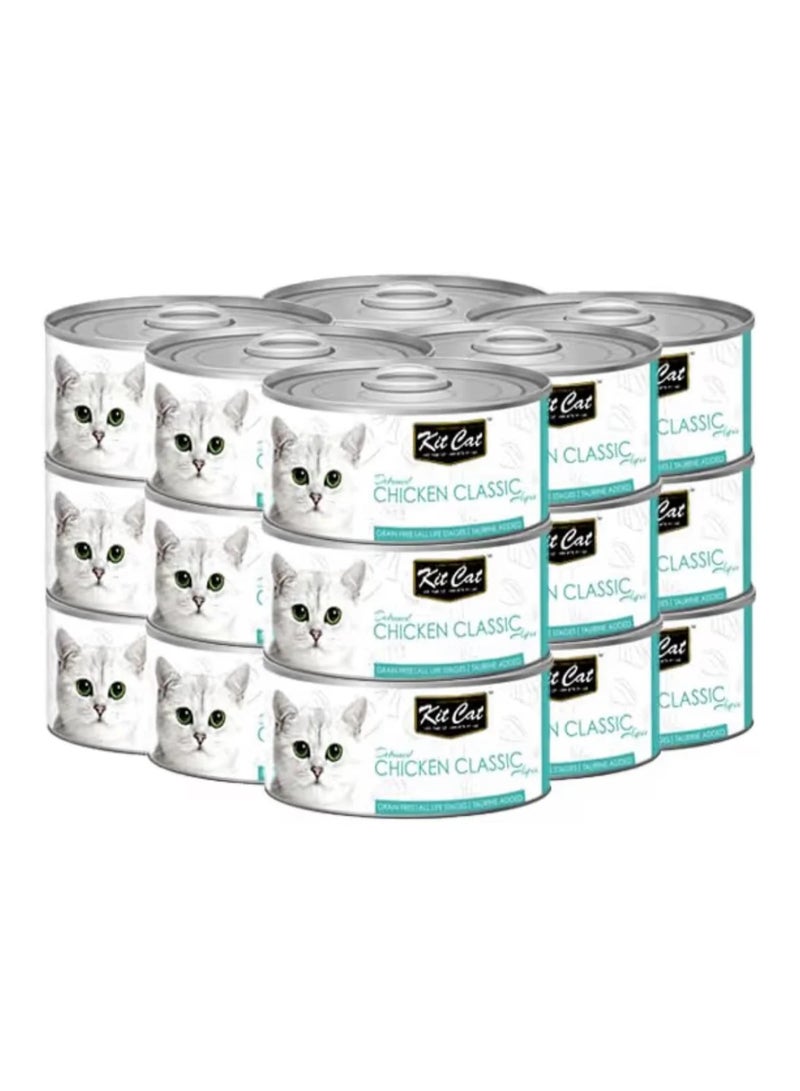Kit Cat Classic Chicken Wet Cat Canned Food Grain Free Toppers 80 grams, (Pack of 24 pcs)