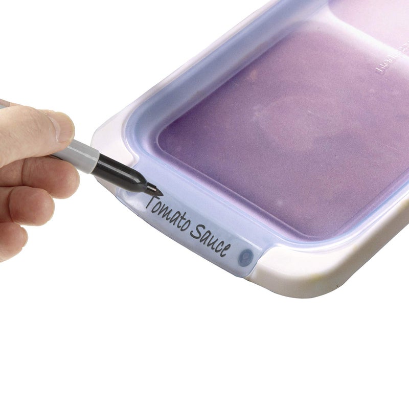 PrepWorks PKS-725 Dishwasher Safe 1 Cup 4 Serving Leftover Soup & Food Storage Freezer Pod Tray with Silicone Lid, Blue & White - Image 2