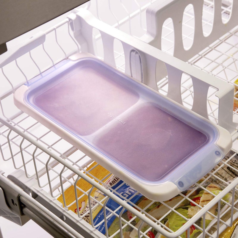 PrepWorks PKS-725 Dishwasher Safe 1 Cup 4 Serving Leftover Soup & Food Storage Freezer Pod Tray with Silicone Lid, Blue & White - Image 3