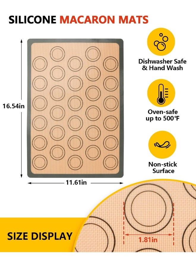 DUNISO 2Pcs Silicone Baking Mats, Reusable Pastry Mat，NonStick Heat Resistance Table Placemat Pad，Skidproof Waterproof，for Macarons Cookies,42*30cm - Image 2