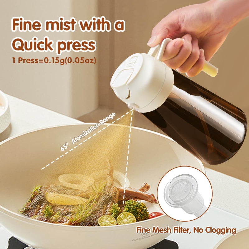 ‎YARRAMATE Yarramate 2Pcs 16Oz/470Ml Oil Sprayer For Cooking With Stickers  Food-Grade 2 In 1 Olive Oil Dispenser Bottle For Kitchen  Premium Dark Green Glass Oil Bottle For Air Fryer  Bbq (White & Green) - Image 4