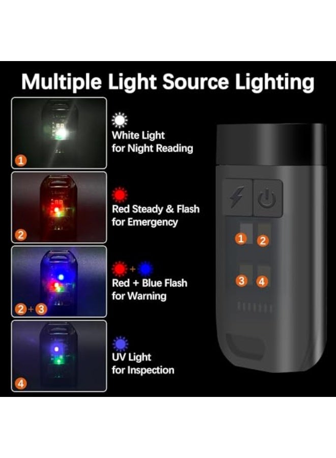 Keyring Torch, LED Super Bright Flashlight with Clip, EDC Torch with UV Light & 9 Lighting Modes for Emergency, USB C Rechargeable Pocket Torch with Magnetic Base [Energy Class A+++] - Image 3