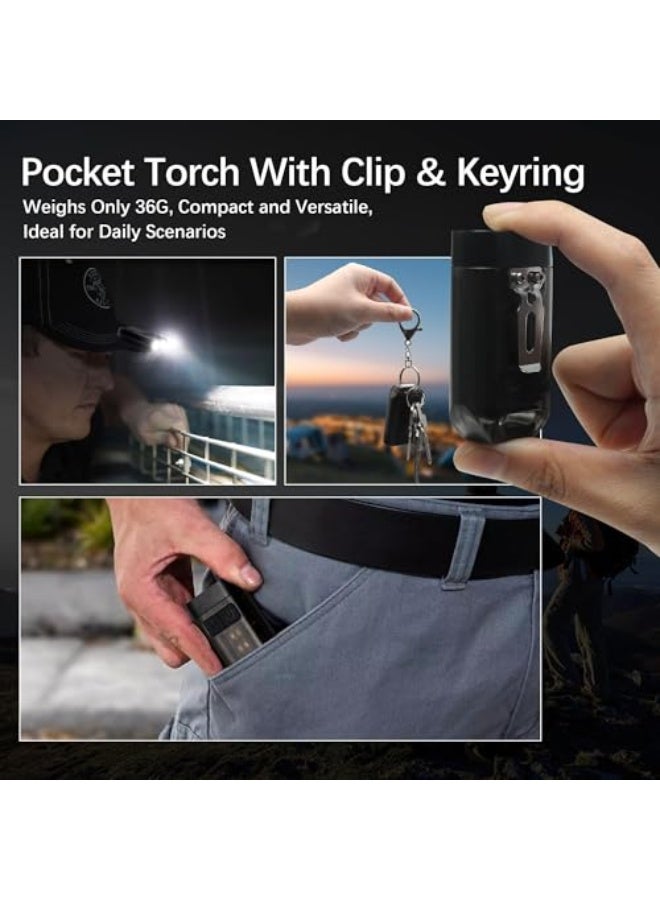 Keyring Torch, LED Super Bright Flashlight with Clip, EDC Torch with UV Light & 9 Lighting Modes for Emergency, USB C Rechargeable Pocket Torch with Magnetic Base [Energy Class A+++] - Image 5