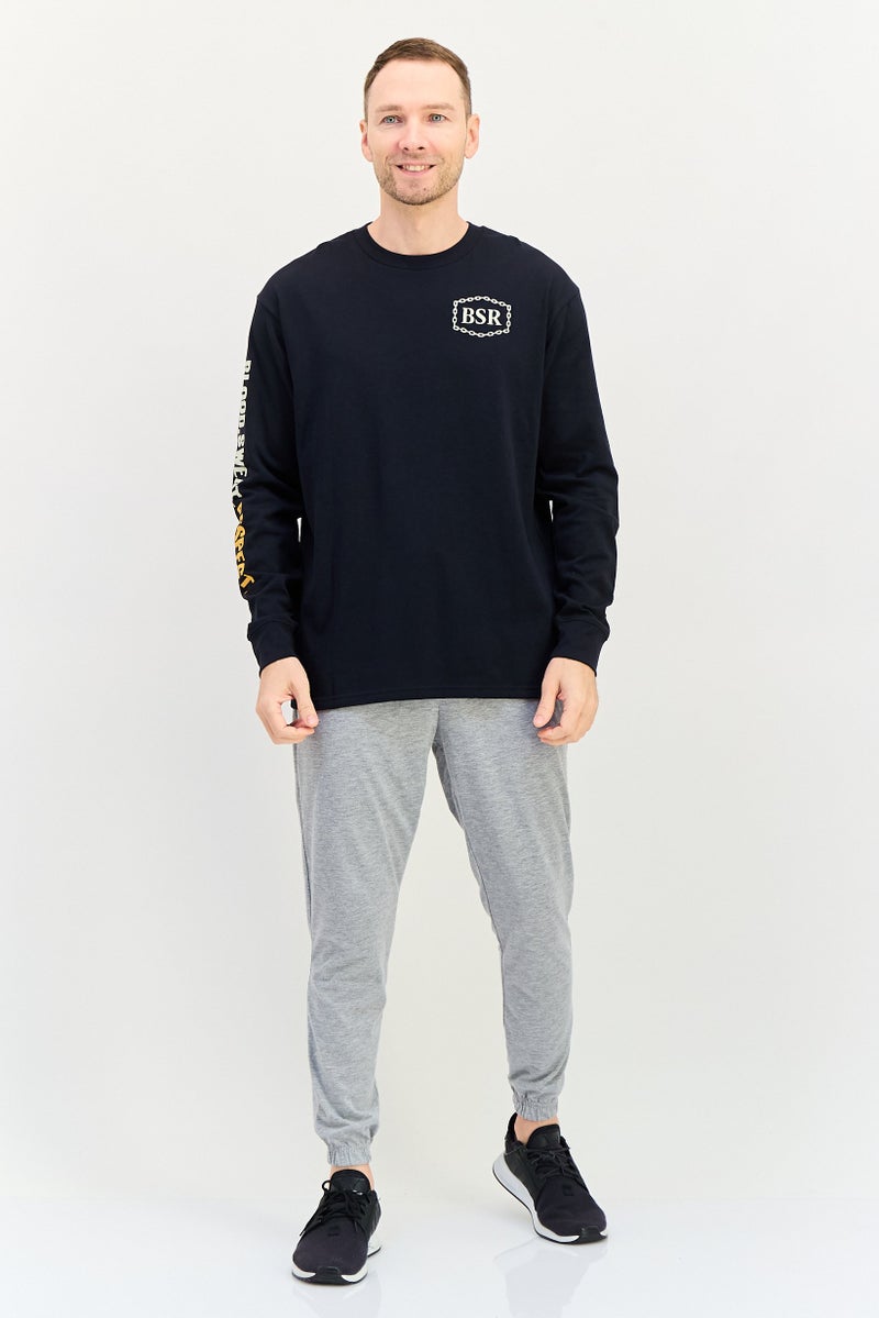 UNDER ARMOUR سويت شيرت خارجي طويل الأكمام فضفاض للرجال، أسود - Image 4