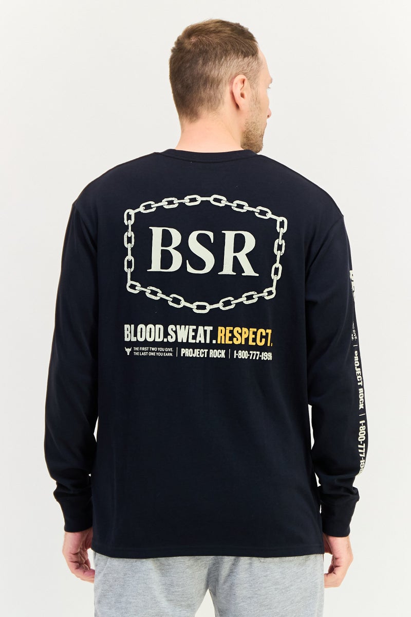 UNDER ARMOUR سويت شيرت خارجي طويل الأكمام فضفاض للرجال، أسود - Image 3