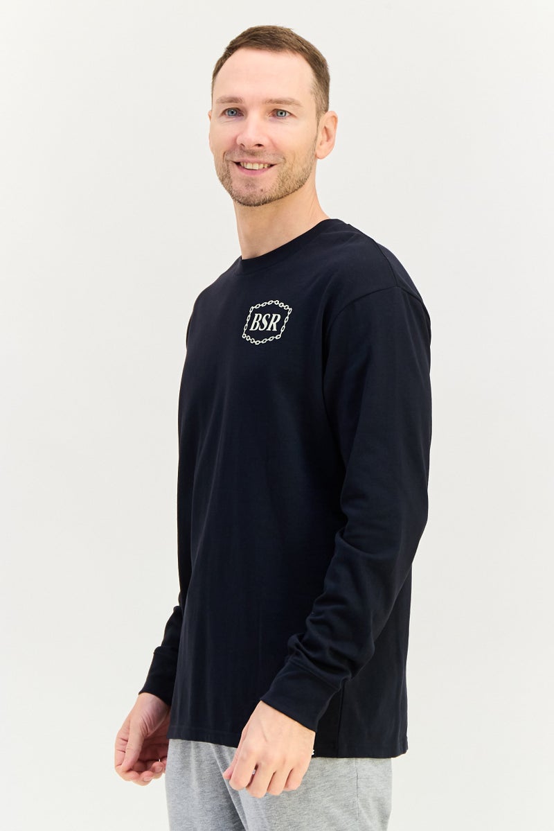 UNDER ARMOUR سويت شيرت خارجي طويل الأكمام فضفاض للرجال، أسود - Image 2