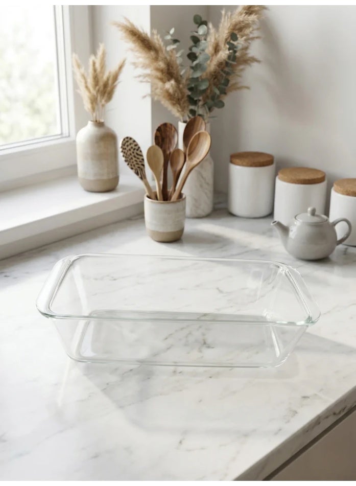 HomePro 28x12 cm Rectangular Glass Loaf Pan / Heat-Resistant Oven-to-Table Baking Dish for Bread and Cakes, Made in Turkey - Image 3