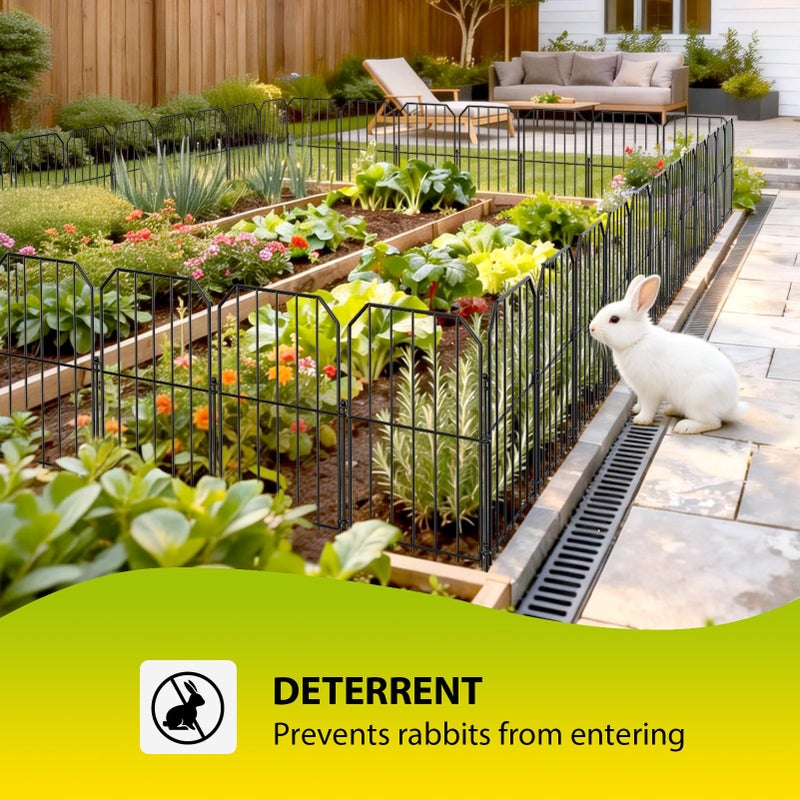 VANCASTLE Decorative Garden Fence, Toatal 10FT(L) x 24IN(H) Outdoor Metal No Dig Fence Animal Barrier, Rustproof No-Tool Assembly Landscape Edging for Yard, Lawn, Patio, Flower Bed-10 Panels Design A - Image 5